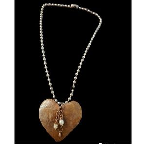 Hammered Copper Heart Pendant on Ball Chain Romantic Rustic or Boho Style